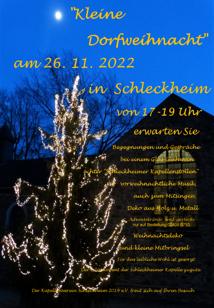 Kleine Dorfweihnacht 2022 26.11.22 Dorfplatz Ankündigung Plakat