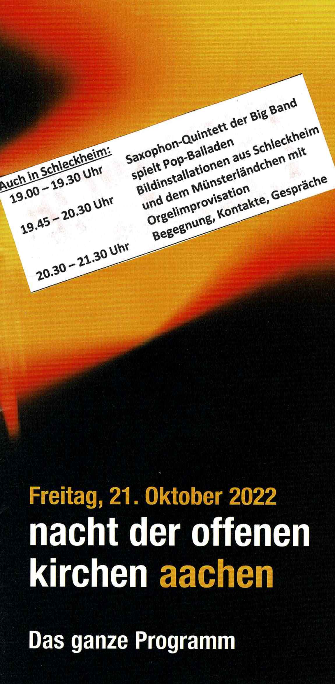Nacht der Offenen Kirchen Aachen 2022 Programmheft Seite 1 Titelseite