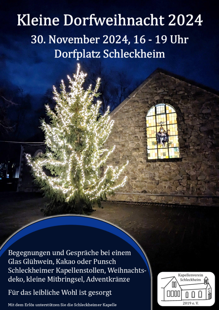 Kleine Dorfweihnacht 2024 30.11.24 Dorfplatz Schleckheim Ankündigung Plakat