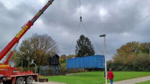 Aufstellung Zweiter Container Dorfplatz Lagerraum Vereine Interessengemeinschaft