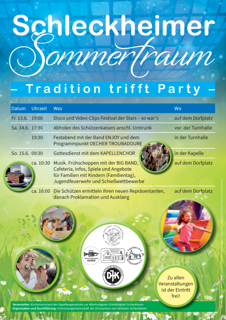 Plakat Schleckheimer Sommertraum 2025 Interessengemeinschaft IG der Ortsvereine
