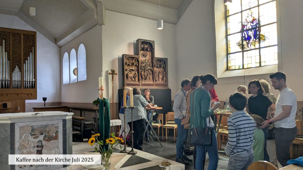 Kaffee nach der Kirche Schleckheimer Kapelle Juli 2025 Gespräche Gemeinschaft Dorfgemeinschaft