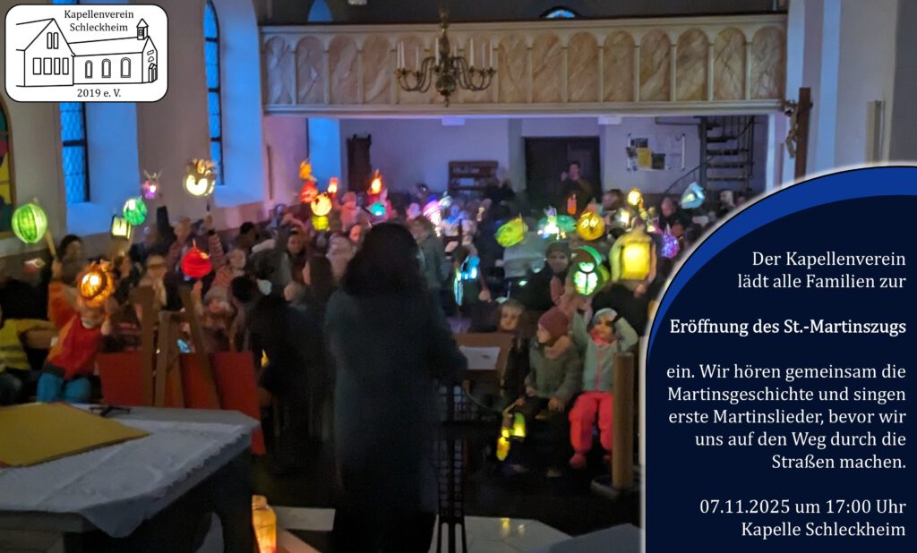 Eröffnung St Martin Martinszug Kapelle Schleckheim Familien Kinder Laternen Martinslieder Martinsgeschichte Kapellenverein