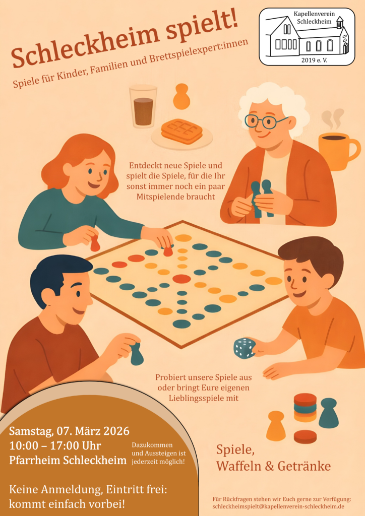 Schleckheim spielt Brettspieltag Brettspiel Familie Kinder Senioren Pfarrheim Kapellenverein