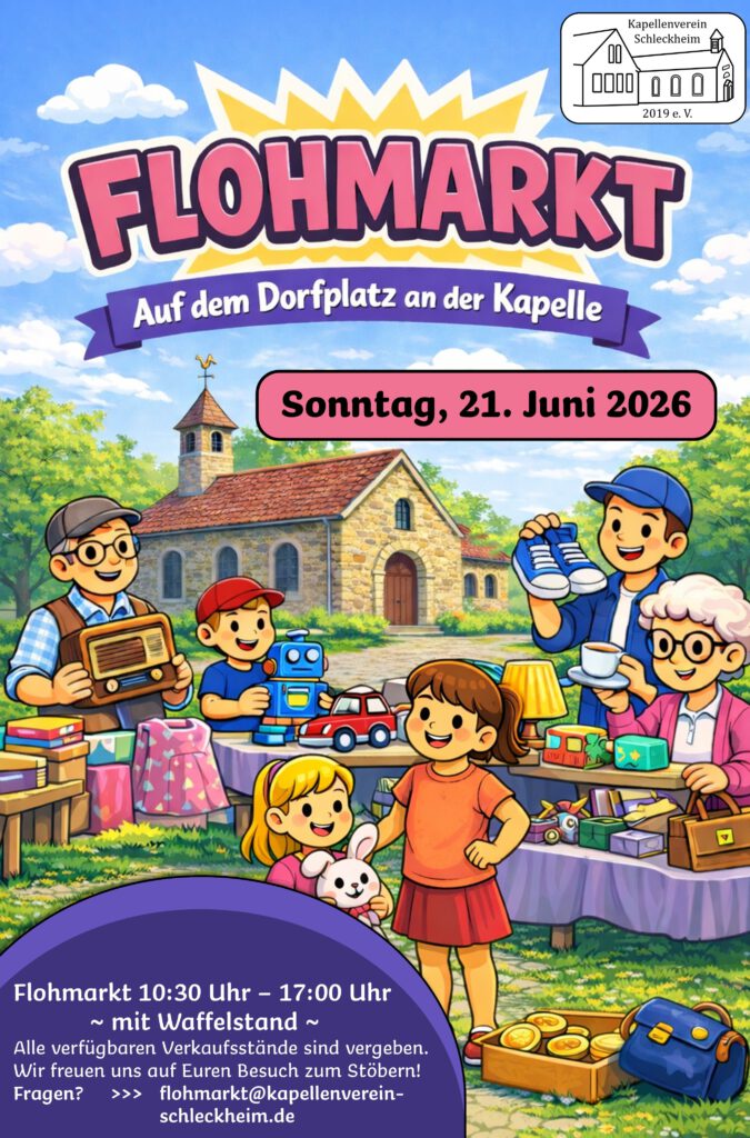 Kapellenverein Schleckheim Flohmarkt Dorfplatz verkaufen Cafeteria Stand
