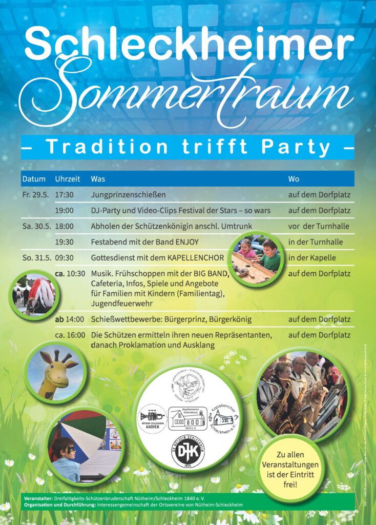 Plakat Schleckheimer Sommertraum 2026 Interessengemeinschaft IG der Ortsvereine