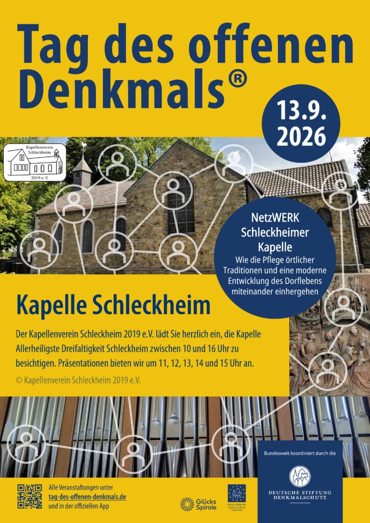 Tag des offenen Denkmals 2026 Netzwerk Kapelle Schleckheim Kapellenverein