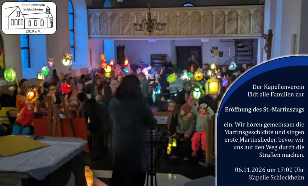Eröffnung St Martin Martinszug Kapelle Schleckheim Familien Kinder Laternen Martinslieder Martinsgeschichte Kapellenverein