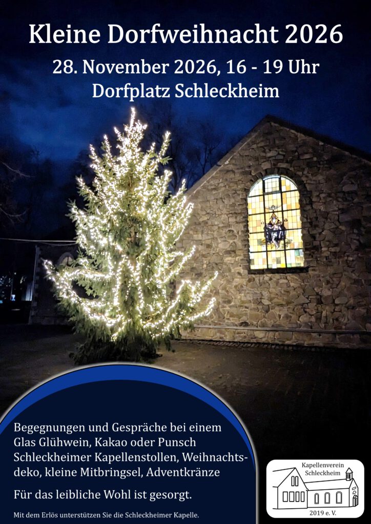 Kleine Dorfweihnacht 2026 Dorfplatz Schleckheim Ankündigung Plakat Weihnachten Weihnachtsmarkt Advent